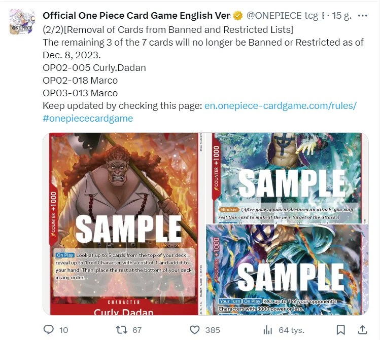 Thread 'One Piece Card Game: Bandai cofa bany, czerwoni znowu w grze?'