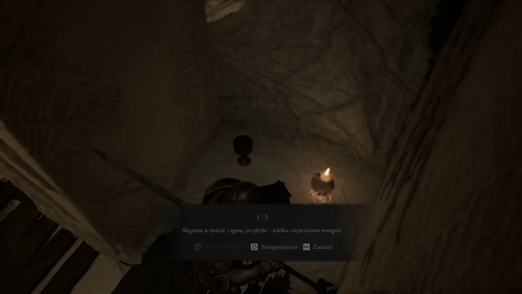 Dziennik lub wpis lore w Mortal Shell II, rozszerzający informacje o świecie gry i jego mrocznej historii.