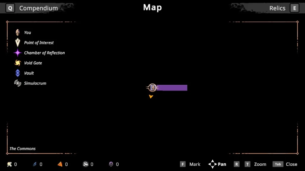 Mapa świata w Voidwrought z układem połączonych pomieszczeń, przejść i obszarów typowych dla metroidvanii.