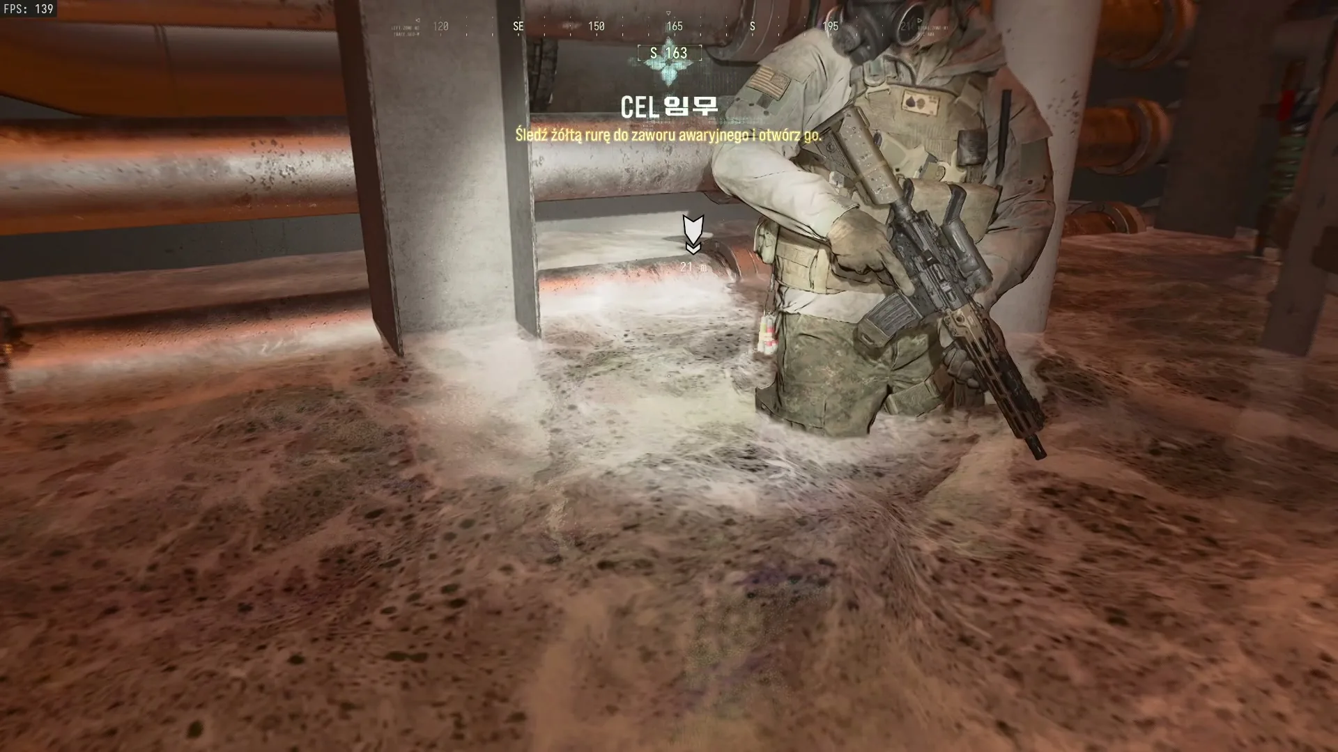 Zalana komora reaktora i cel Śledź żółtą rurę do zaworu awaryjnego w misji W okopach w Modern Warfare 4